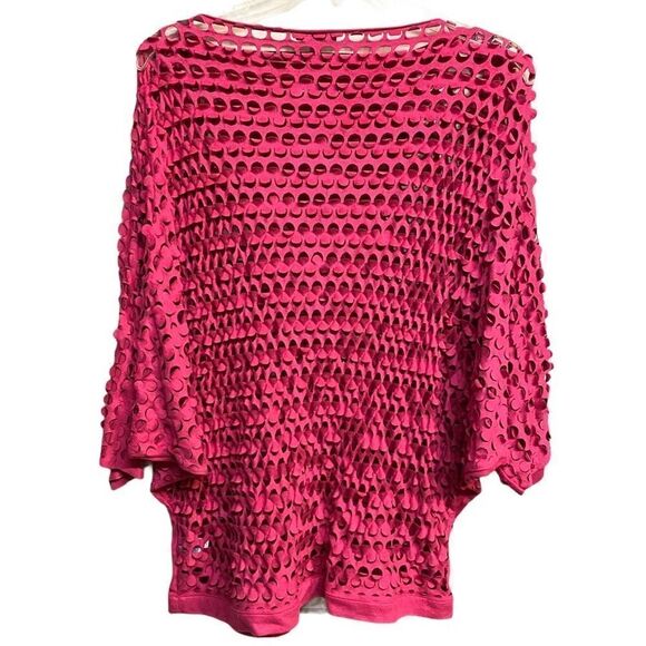 LINEA DOMANI Faux Suede Pink Eyelet Top Size XL - Picture 3 of 7